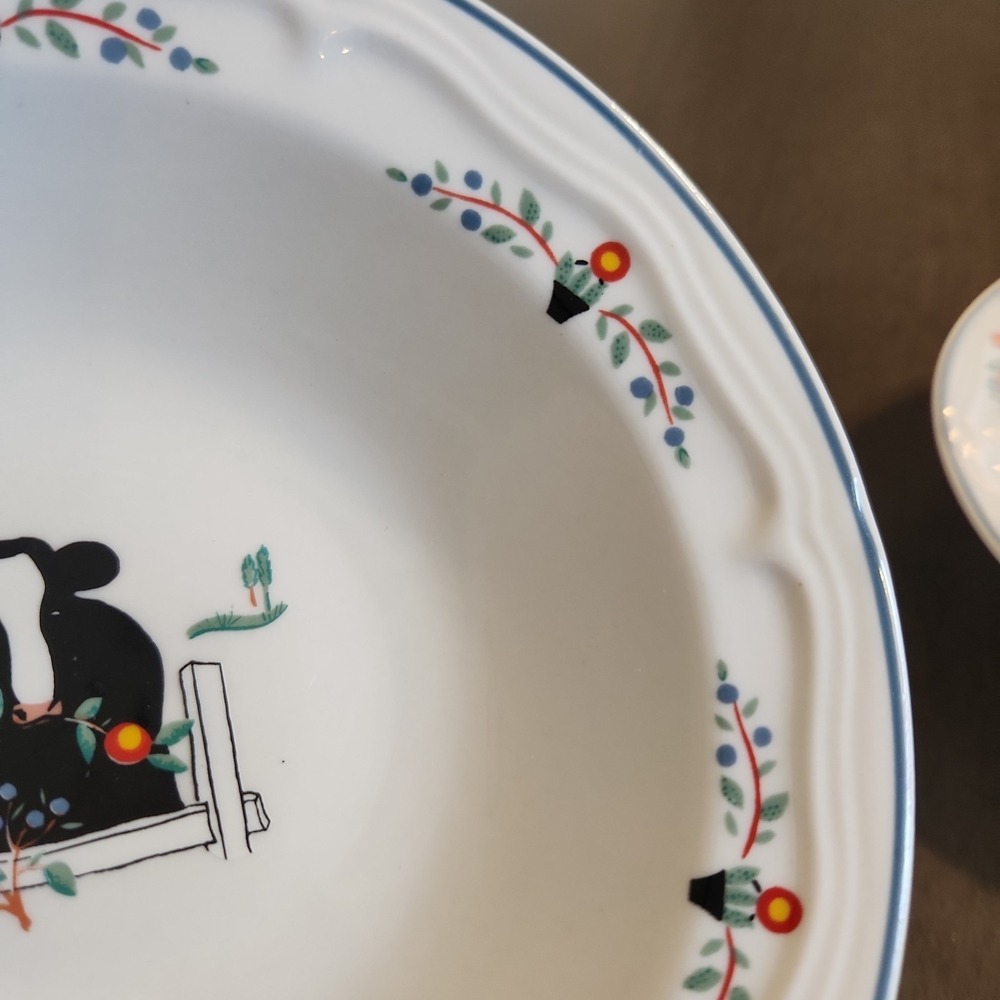 Vintage Oneida Farm Friends Cow Ceramic Stoneware Soup Bowls Farmhouse Kitchen - Picture 7 of 16